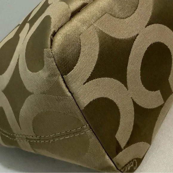 Coach Madison Signature Tan Sateen Canvas Tote with Dark Brown Leather Trim - Picture 10 of 16